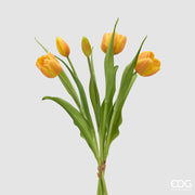 Bouquet de 4 tulipes fermées EDG Enzo De Gasperi, 40 cm de haut, à boutons jaune-orangé