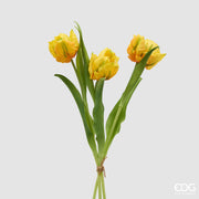 EDG Enzo De Gasperi Bouquete Tulipano Perroquet X3 H 40 cm avec bouton jaune