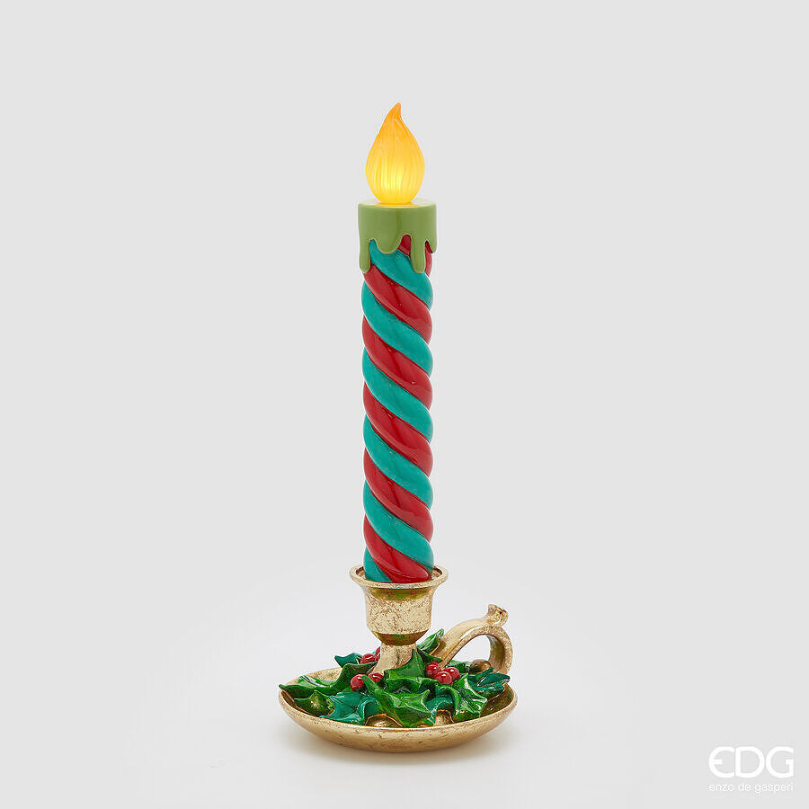 edg enzo de gasperi edg enzo de gasperi candela a led con piattino di natale h 45 cm d 18 cm verde rosso ean 8059824563415