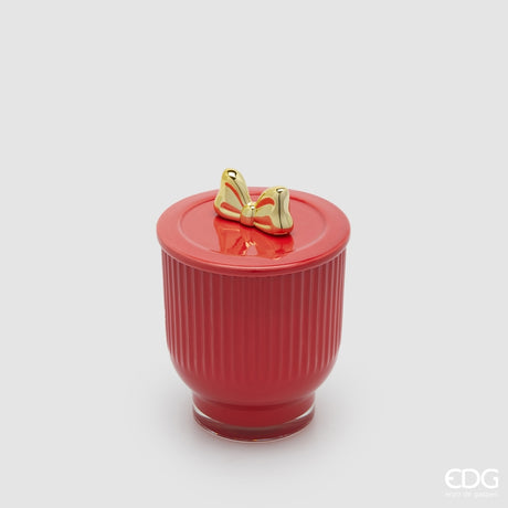 edg enzo de gasperi edg enzo de gasperi candela di natale fiocco con vaso h 13 cm d 9 cm berry fruit rosso oro ean 8059824543981