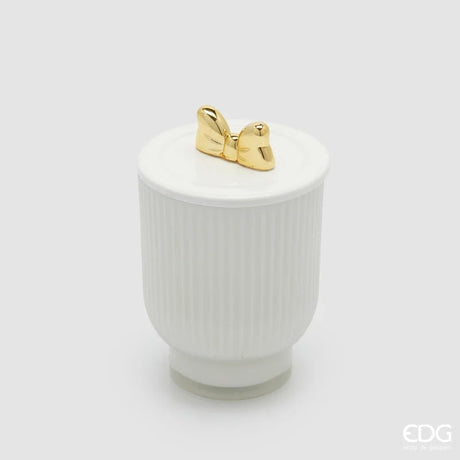 edg enzo de gasperi edg enzo de gasperi candela di natale fiocco con vaso h 15 cm d 10 cm frangipani bianco oro ean 8059824544100