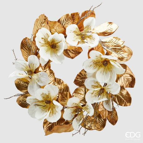 edg enzo de gasperi edg enzo de gasperi corona magnolia natalizia shine d 75 cm bianco oro ean 8059824205094