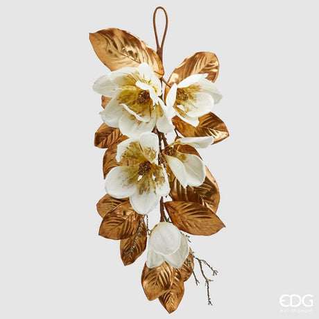 edg enzo de gasperi edg enzo de gasperi decorazione magnolia shine natalizia a goccia h 75 cm bianco oro ean 8059824205070