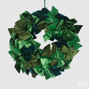 Couronne de Noël EDG Enzo De Gasperi, nœuds, velours vert, diamètre 60 cm