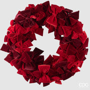 Couronne de Noël EDG Enzo De Gasperi, décoration de 76 cm de diamètre, nœuds en velours rouge