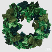 Couronne de Noël EDG Enzo De Gasperi, décoration de 76 cm de diamètre, nœuds, velours vert