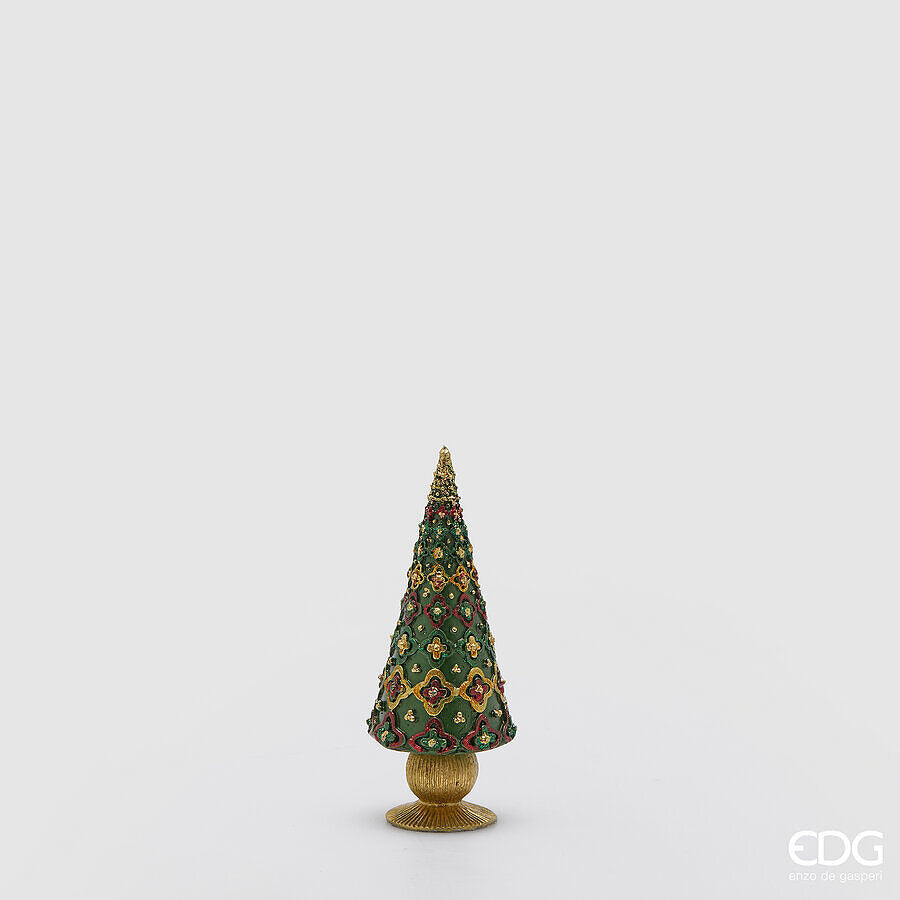 edg enzo de gasperi edg enzo de gasperi decoro decoglitter albero di natale cono h 18 cm d 65 cm poliresina verde oro ean 8059824433855