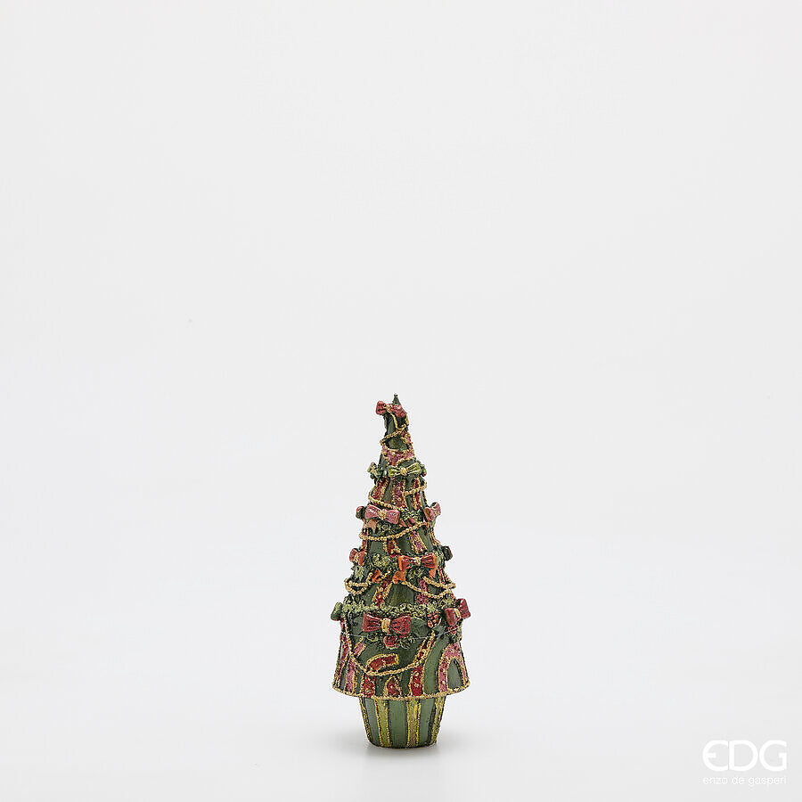 edg enzo de gasperi edg enzo de gasperi decoro decoglitter pino di natale cono h 225 cm d 9 cm poliresina verde rosso ean 8059824598035