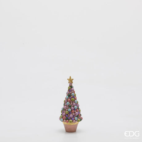 edg enzo de gasperi edg enzo de gasperi decoro decoglitter pino di natale h 17 cm d 7 cm poliresina mix rosa ean 8059824598059