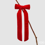 EDG Enzo De Gasperi Décoration nœud de Noël avec clip, hauteur 30 cm, largeur 13 cm, velours rouge.