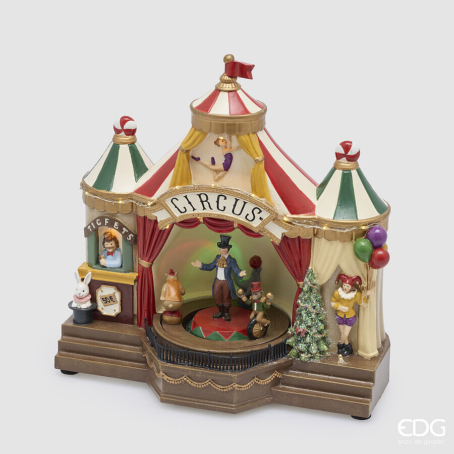 edg enzo de gasperi edg enzo de gasperi diorama natalizia circo led h26x24x14 cm verde rosso con musica e movimento ean 8059824717917
