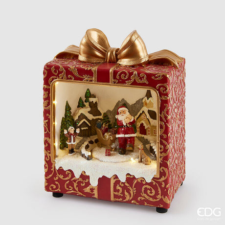 edg enzo de gasperi edg enzo de gasperi diorama pacco regalo di natale led h 24 cm l 20 cm l 12 cm musica movimento e led red gold ean 8059824532268