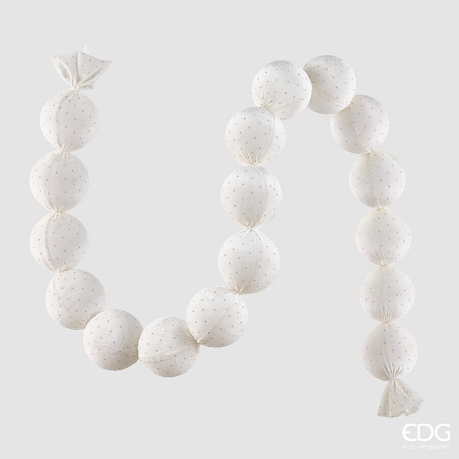 edg enzo de gasperi edg enzo de gasperi festone natalizio 17 palle brillanti avorio 10 cm l180 cm decorazione di natale ean 8059824690913