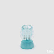 Lampe de table LED rayée EDG Enzo De Gasperi Bi-Form, H 13 cm, D 9 cm, IP20, bleu clair