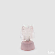 Lampe de table LED rayée EDG Enzo De Gasperi Bi-Form, H 13 cm, D 9 cm, IP20, rose