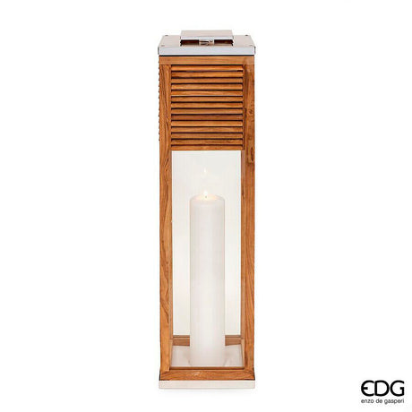 edg enzo de gasperi edg enzo de gasperi lanterna listelli quadrato con manico h 126 cm l 31 cm l 31 cm marrone ean 8059824638694