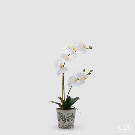 edg enzo de gasperi edg enzo de gasperi orchidea phalaenopsis x2 con bocciolo e vaso pianta artificiale h 60 cm bianco ean 8059824669919
