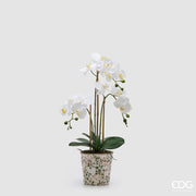 EDG Enzo De Gasperi Orchidée Phalaenopsis x3 avec bouton et pot Plante artificielle H 65 cm Blanc