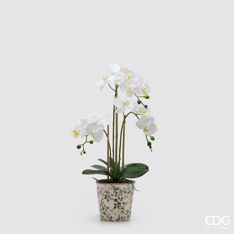edg enzo de gasperi edg enzo de gasperi orchidea phalaenopsis x3 con bocciolo e vaso pianta artificiale h 65 cm bianco ean 8059824669872