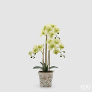 EDG Enzo De Gasperi Orchidée Phalaenopsis x3 avec bouton et pot Plante artificielle H 65 cm Vert