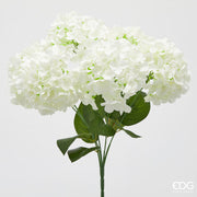 EDG Enzo De Gasperi Hortensia Bouquet x6 avec Feuilles H 50 cm Plante Artificielle Couleur Blanc
