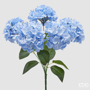EDG Enzo De Gasperi Hortensia Bouquet x6 avec feuilles H 50 cm Plante Artificielle Couleur Bleu Céleste