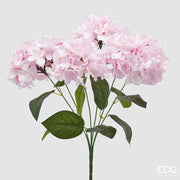 EDG Enzo De Gasperi Hortensia Bouquet x6 avec feuilles H 50 Cm Plante Artificielle Couleur Rose
