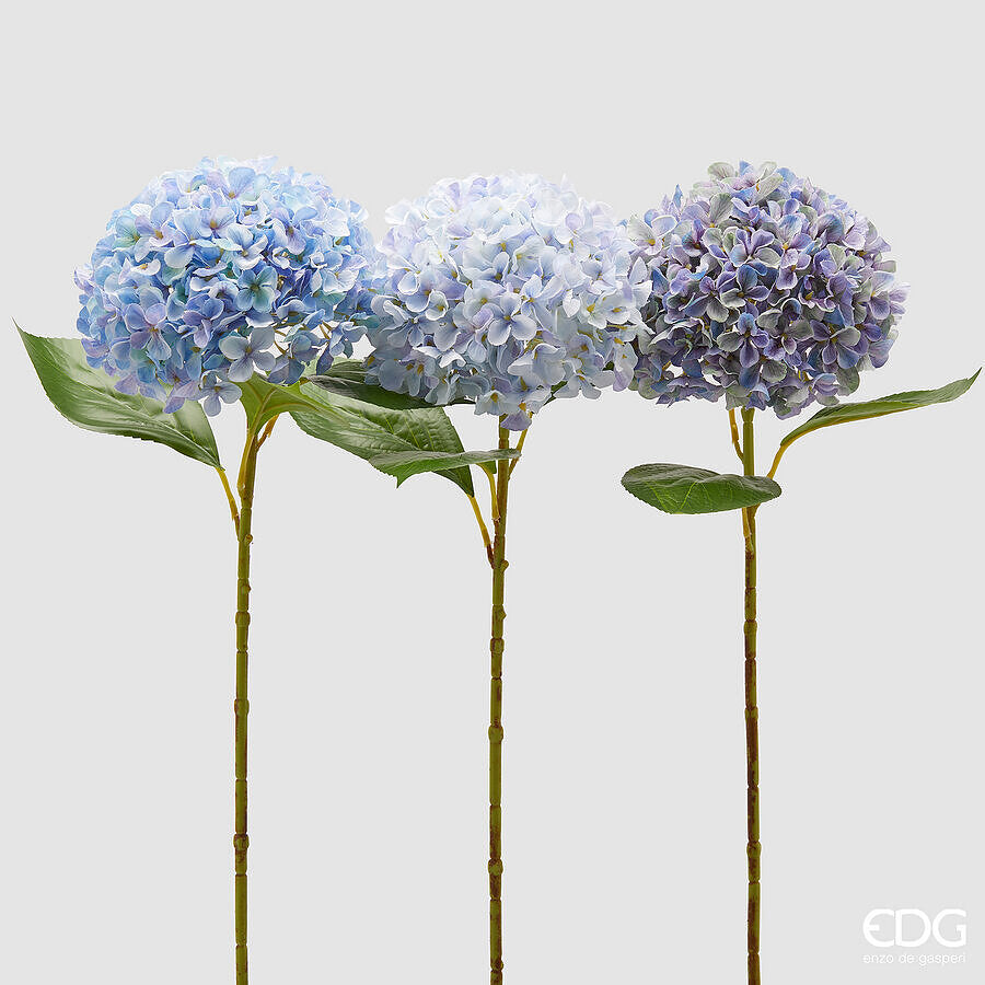 edg enzo de gasperi edg enzo de gasperi ortensia ramo con foglie ass h 65 cm pianta artificiale colore celeste 1 pz ean 8059824501172