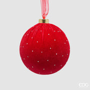 EDG Enzo De Gasperi Palla di Natale con Brillanti Ø10 cm Rossa – Addobbo per Albero di Natale