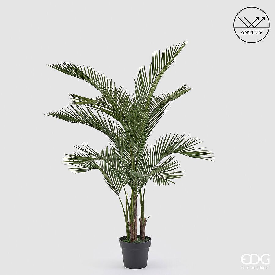edg enzo de gasperi edg enzo de gasperi pianta artificiale palma areca h 142 cm verde con vaso anti uv per interno ed esterno ean 8059824655387
