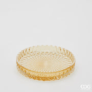 EDG Enzo De Gasperi Assiette Décorative Micro Carreaux Ronde H 2,5 Cm D 16 Cm Verre Jaune