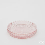 EDG Enzo De Gasperi Assiette Décorative Micro Carreaux Ronde H 2,5 Cm D 16 Cm Verre Rose
