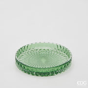 EDG Enzo De Gasperi Plat Décoratif Micro Carreaux Rond H 2,5 Cm D 16 Cm Verre Vert