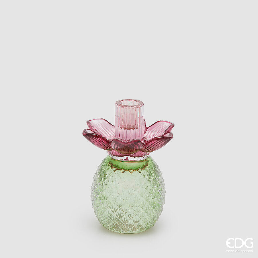 edg enzo de gasperi edg enzo de gasperi portacandela flower in vetro h 16 cm d 12 cm violet mix ean 8059824630339