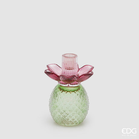 edg enzo de gasperi edg enzo de gasperi portacandela flower in vetro h 16 cm d 12 cm violet mix ean 8059824630339