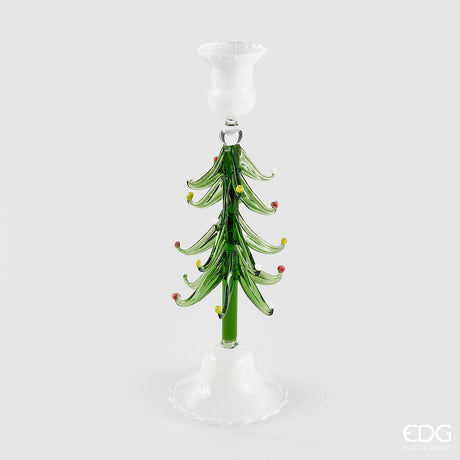 edg enzo de gasperi edg enzo de gasperi portacandela pino di natale h 24 cm d 85 cm vetro white green ean 8059824577573