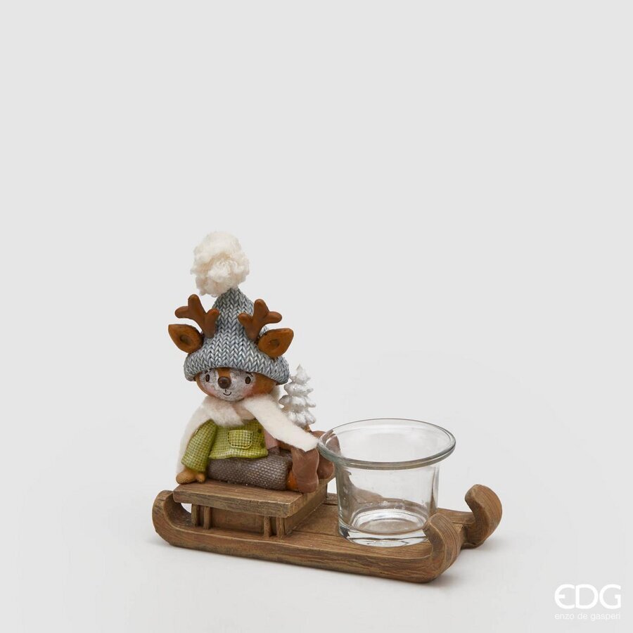 edg enzo de gasperi edg enzo de gasperi portacandela renna con slitta natale h 13 cm scatola regalo multicolor ean 8059824183774