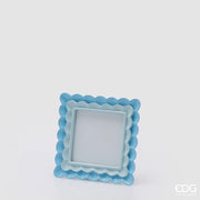Cadre photo carré EDG Enzo De Gasperi à volants, H 15 cm x L 15 cm, bleu
