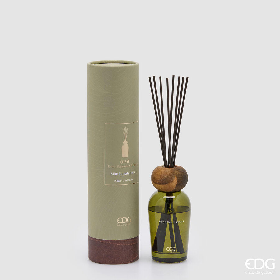 edg enzo de gasperi edg enzo de gasperi profumatore bottiglia opal 220 ml h 14 cm mint eucalyptus ean 8059824627209