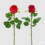 EDG Enzo De Gasperi Rose Fleur en bouton Olis 3 Feuilles Branche Ass. H 51 Cm Plante Artificielle Rouge 1 Pc