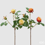 EDG Enzo De Gasperi Rose Olga Olis Branche Artificielle H 62 Cm Jaune Orange 1 Pc