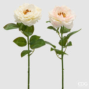 EDG Enzo De Gasperi Rose Branche avec Feuilles Ass. H 58 Cm Plante Artificielle Blanc Rose 1 Pièce