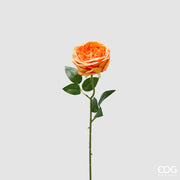 EDG Enzo De Gasperi Rose Branche avec Feuilles H 50 Cm Plante Artificielle Orange