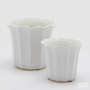 EDG Enzo De Gasperi Lot de 2 Vases Cache-pots Bellflower Blanc Céramique