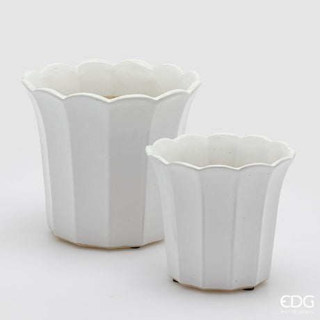edg enzo de gasperi edg enzo de gasperi set 2 pz vaso cachepot bellflower h 19 cm h 14 cm ceramica bianca ean 8059824512765