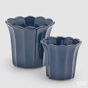 EDG Enzo De Gasperi Lot de 2 Vases Cache-pots Bellflower Bleu Céramique