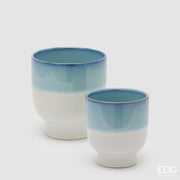 EDG Enzo De Gasperi Lot de 2 Vases Cache-pots Nuance Pied Bleu Céramique