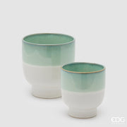 EDG Enzo De Gasperi Lot de 2 cache-pots Nuance vert sauge Céramique Pied