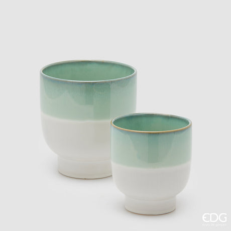 edg enzo de gasperi edg enzo de gasperi set 2 pz vaso cachepot nuance con piede h 17 cm h 13 cm ceramica verde salvia ean 8059824460042