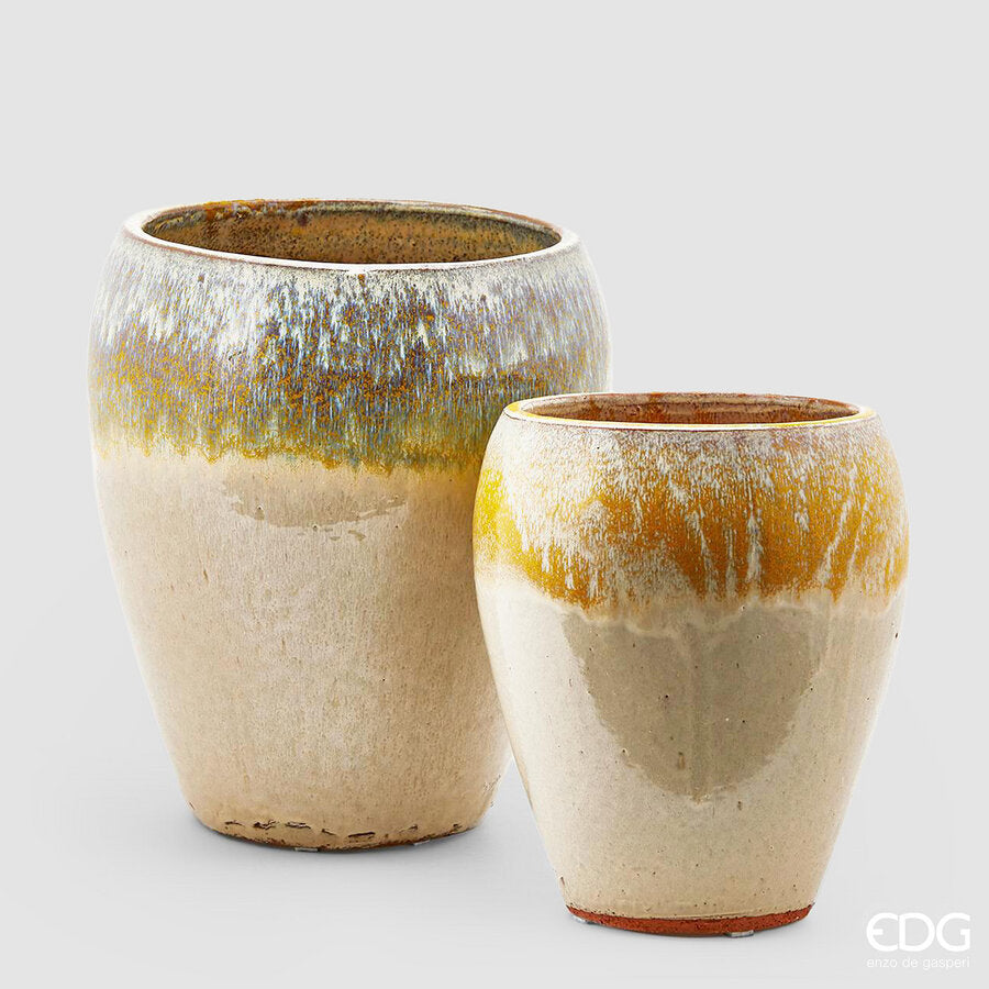 edg enzo de gasperi edg enzo de gasperi set 2 pz vaso glaze bombato h 42 cm h 32 cm waterproof multicolor ean 8056372984815